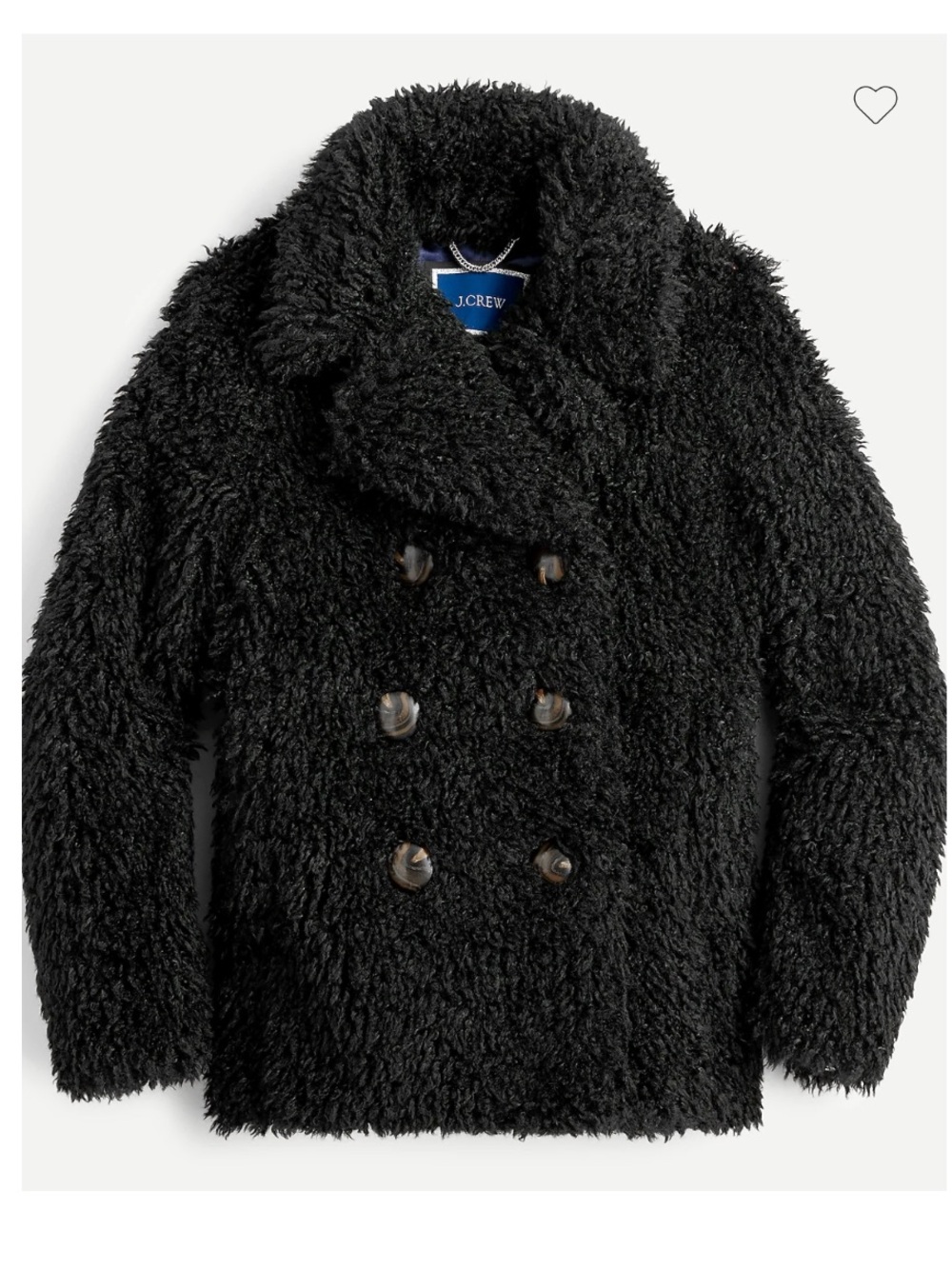 NWT J.Crew size S Faux-fur double -breasted peacoat in black